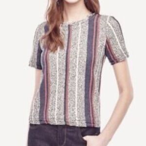 ANN TAYLOR Striped Raw Hem Sweater Tee